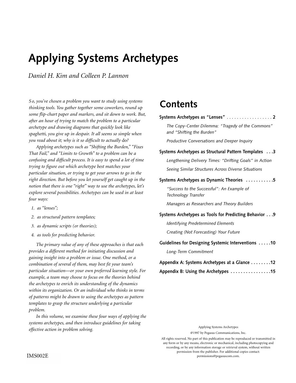 Applying Systems Archetypes