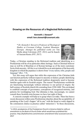 Drawing on the Resources of a Neglected Reformation