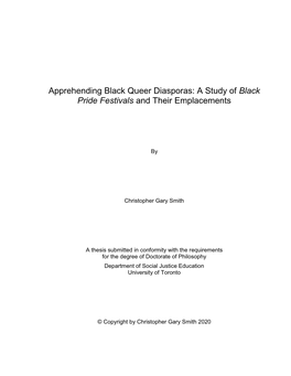 Apprehending Black Queer Diasporas: a Study of Black Pride Festivals and Their Emplacements