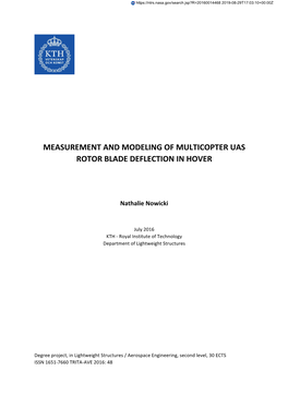 Measurement and Modeling of Multicopter Uas Rotor Blade Deflection in Hover