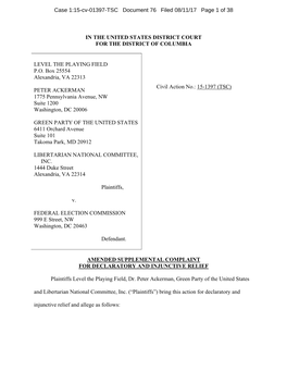 Amended Supplemental Complaint for Declaratory and Injunctive Relief