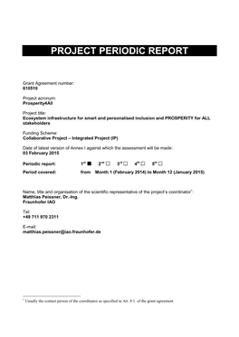 Periodic Progress Report 1 As Requested by The