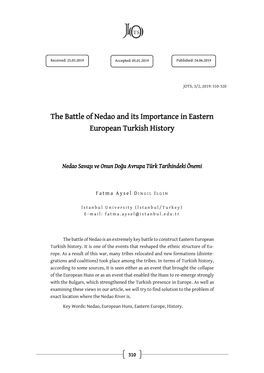 The Battle of Nedao and Its Importance in Eastern European Turkish History