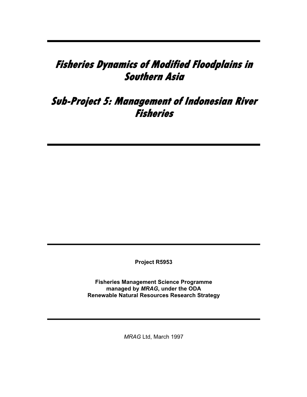 Management of Indonesian River Fisheries