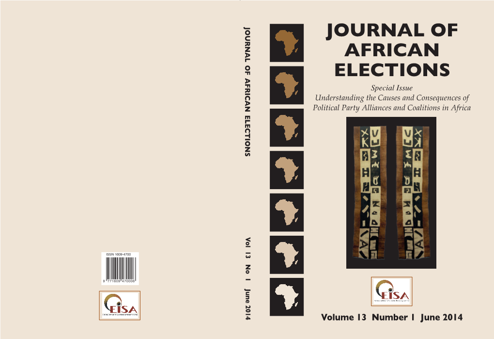 Journal of African Elections Vol 13 No 1 June 2014 Remember to Change Running Heads