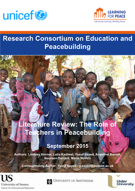 The Role of Teachers in Peacebuilding
