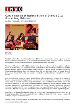 Curtain Goes up on National School of Drama's 21St Bharat Rang Mahotsav