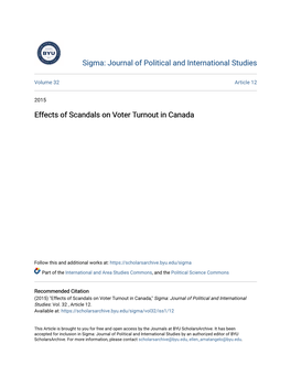 Effects of Scandals on Voter Turnout in Canada