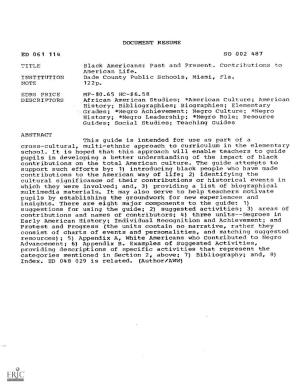 DOCUMENT RESUME ED 061 114 SO 002 487 TITLE Black Americans: Past and Present