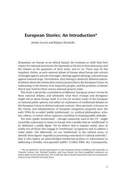 European Stories: an Introduction*