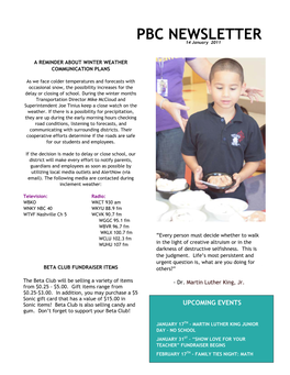 PBC NEWSLETTER 14 January 2011