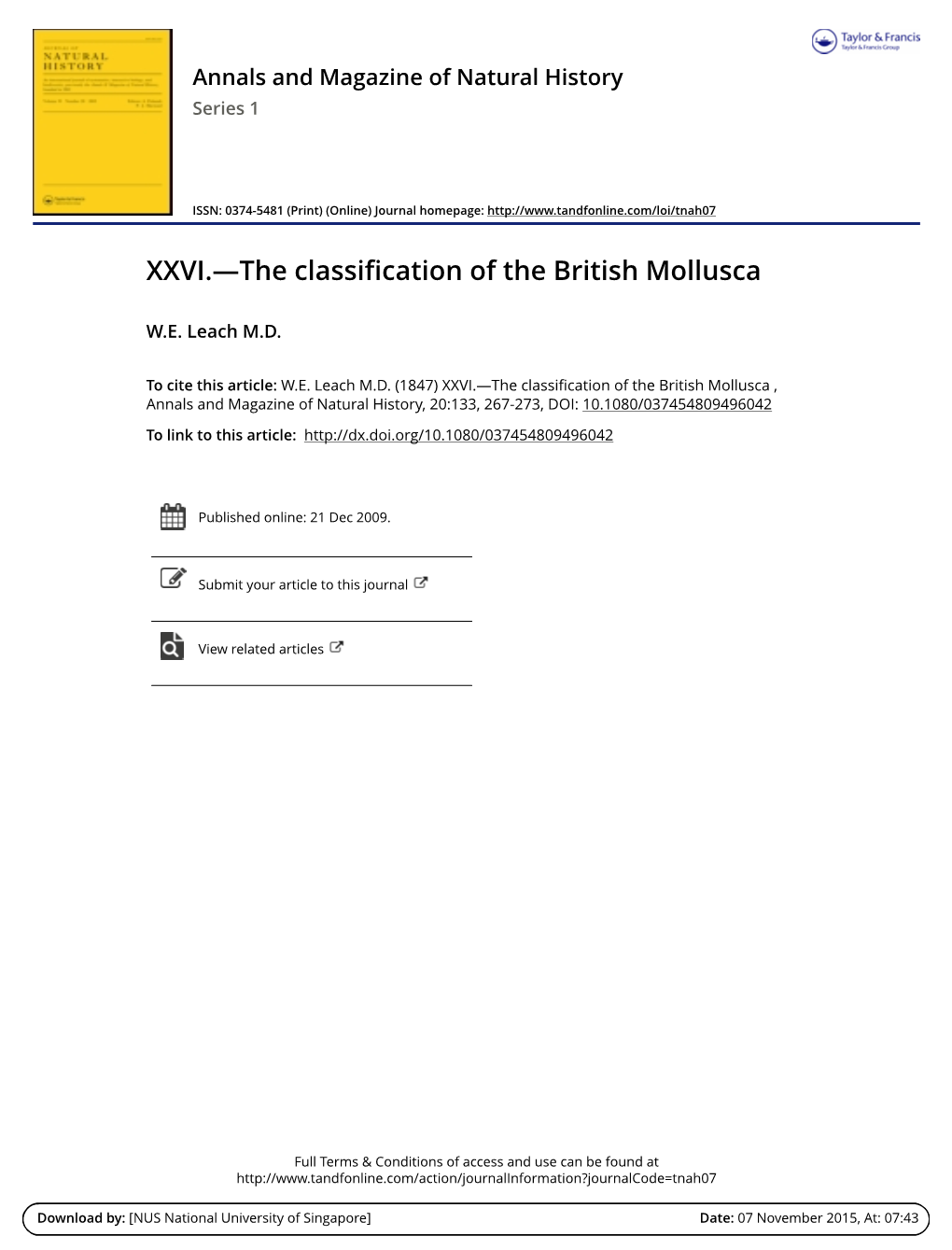 XXVI.—The Classification of the British Mollusca