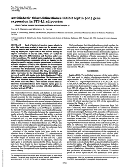 Expression in 3T3-L1 Adipocytes (Obesity/Nuclear Receptor/Peroxisome Proliferator-Activated Receptor Y) CALEB B