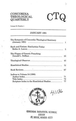 Concordia Theological Quarterly Ctq