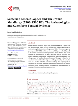 Sumerian Arsenic Copper and Tin Bronze Metallurgy (5300-1500 BC): the Archaeological and Cuneiform Textual Evidence