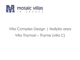 Nafplio Area Villa Thymari – Thyme (Villa C) Overview
