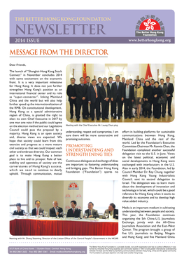 NEWSLETTER 2014 Issue MESSAGE from the DIRECTOR