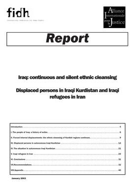 Displaced Persons in Iraqi Kurdistan and Iraqi Refugees in Iran