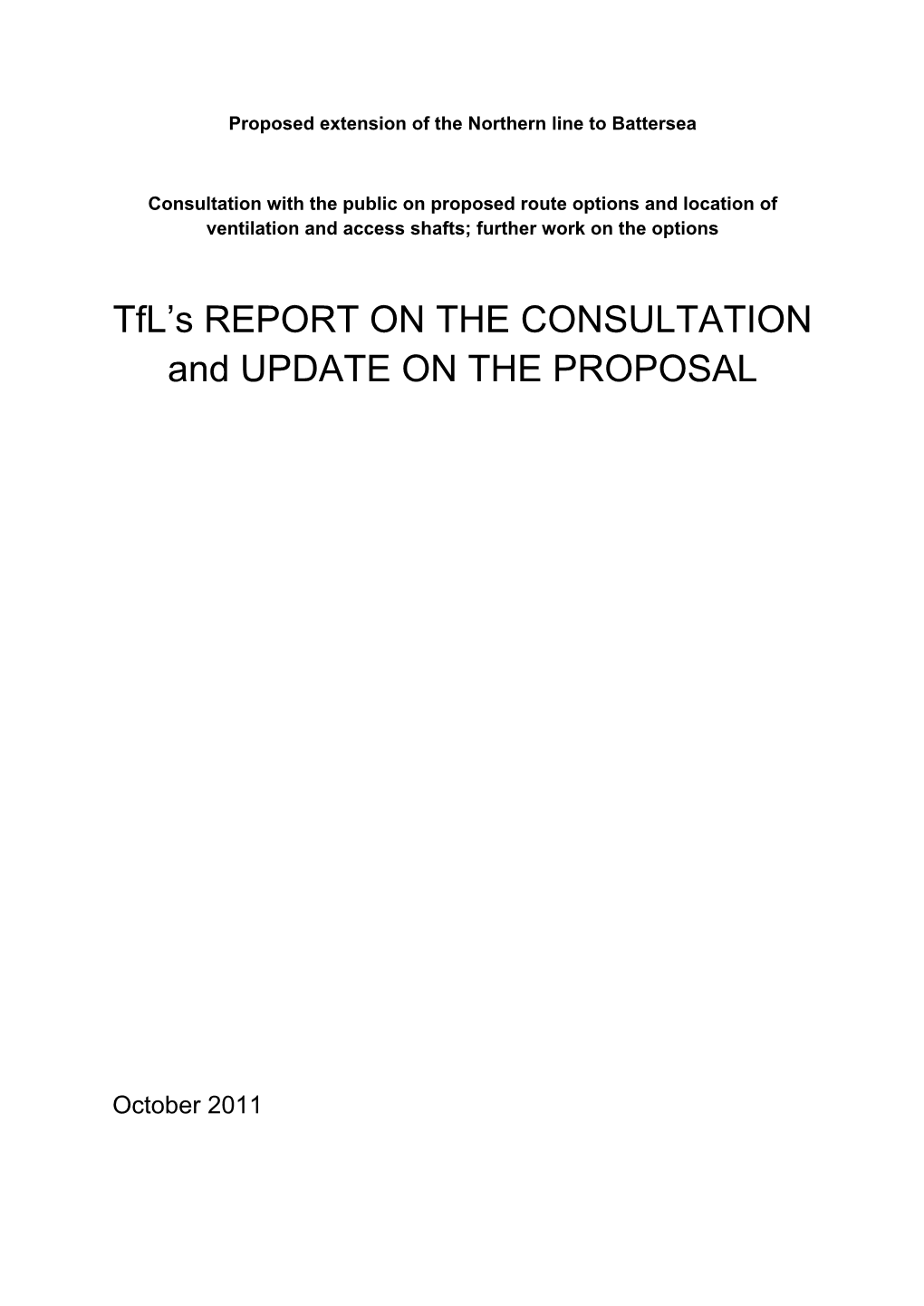 Tfl Report on Northern Line Consultation 2011