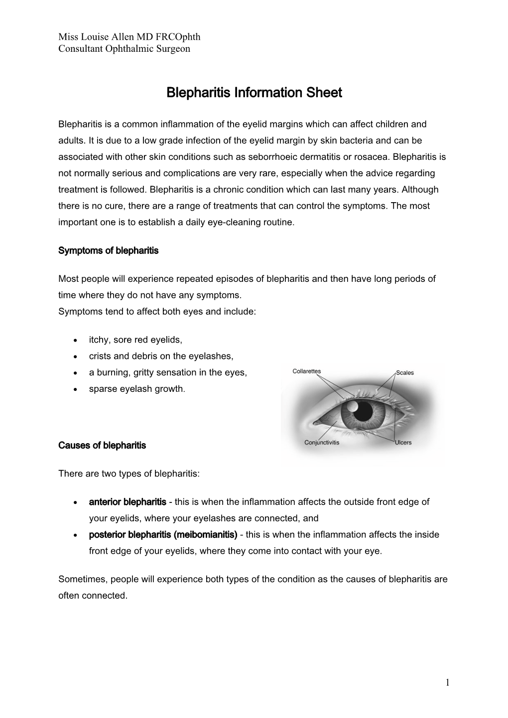 Blepharitis Information Sheet