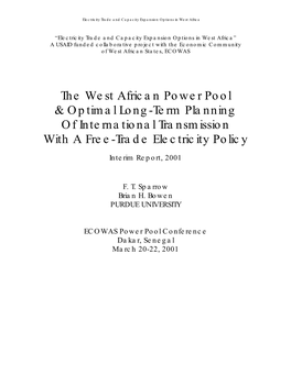 The West African Power Pool & Optimal Long-Term Planning Of
