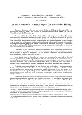 Ten Years After 9/11: a Status Report on Information Sharing