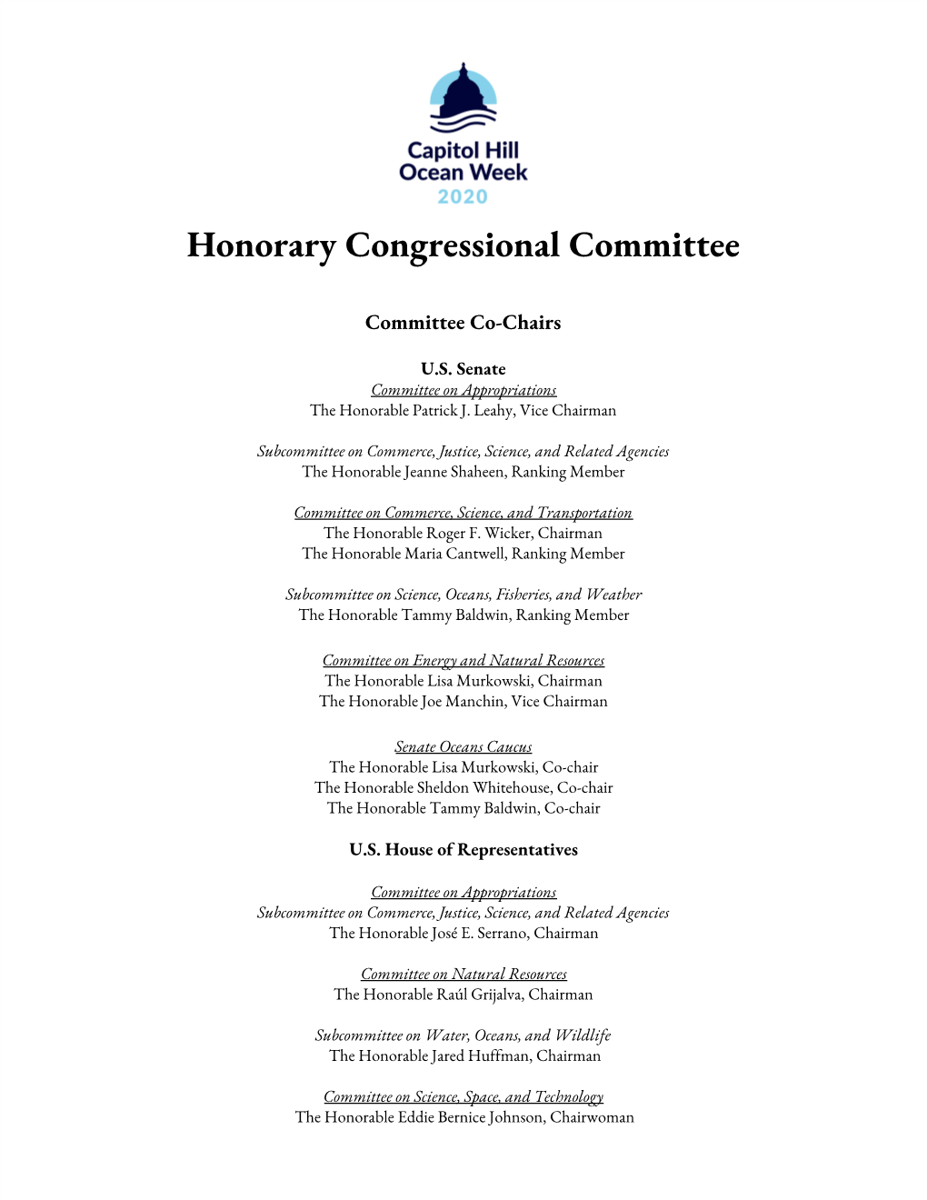 Honorary Congressional Committee