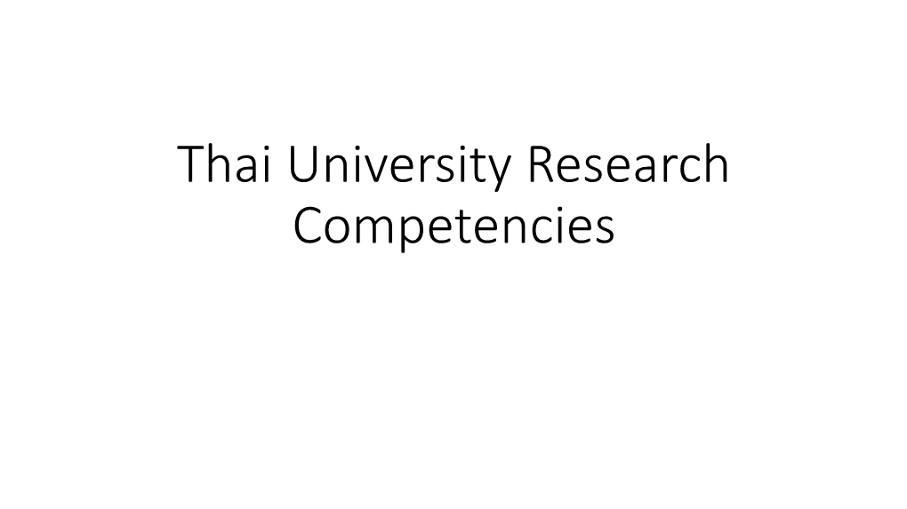 Thai University Research Competencies