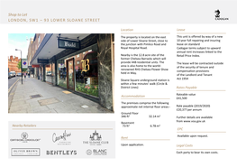 Shop to Let LONDON, SW1 – 93 LOWER SLOANE STREET
