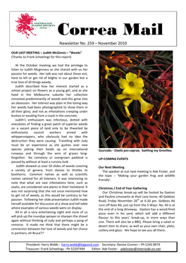 Newsletter No. 259 – November 2010