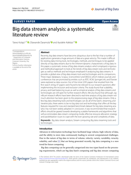 Big Data Stream Analysis: a Systematic Literature Review