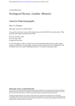 Antarctic Palaeotopography