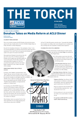 Donahue Takes on Media Reform at ACLU Dinner Kimberly Lavender 1 Communications Manager