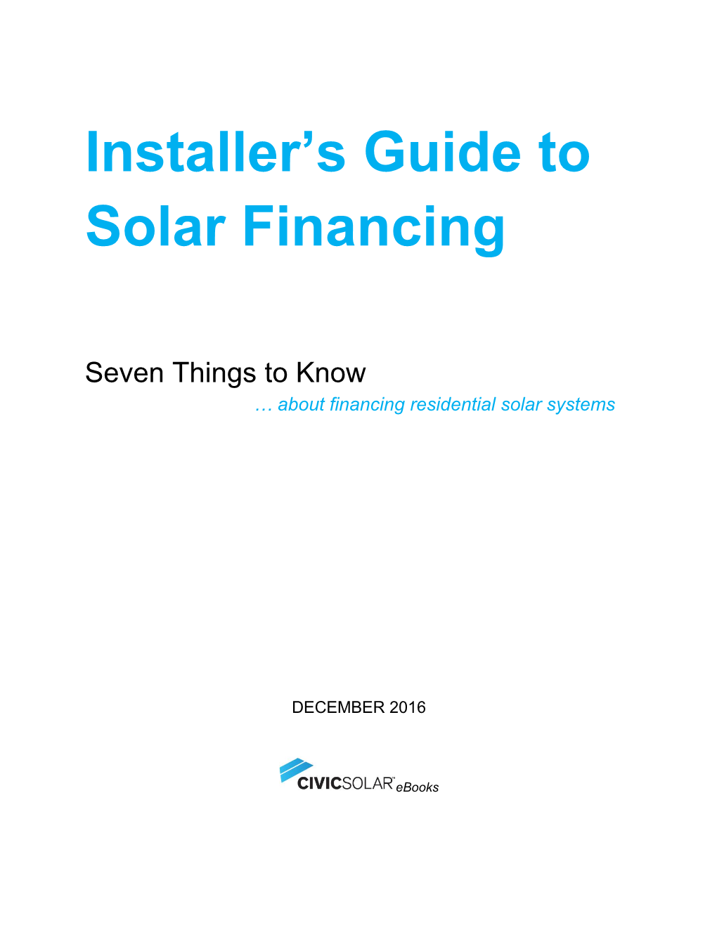 Installer's Guide to Solar Financing