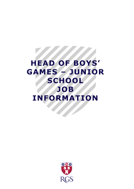 Head of Boys' Games – Junior School Job Information
