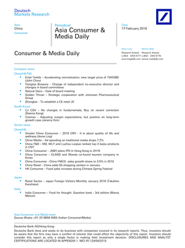 Asia Consumer & Media Daily