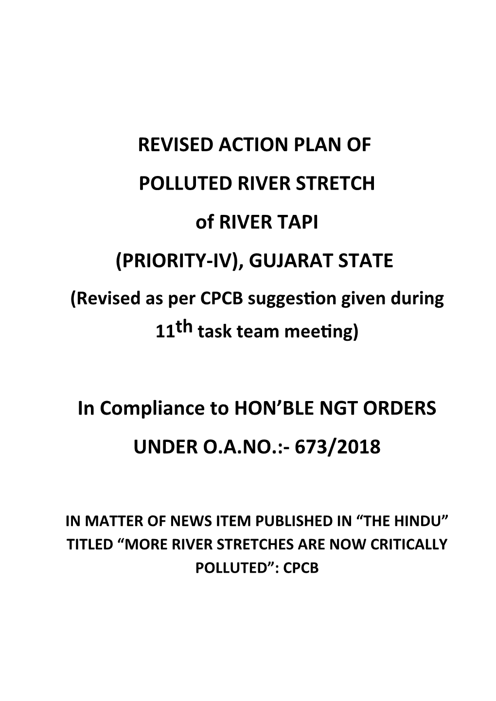Revised Action Plan of River Tapi As