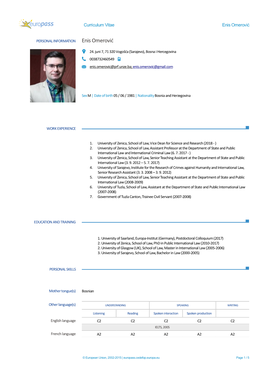 Curriculum Vitae Enis Omerović