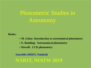 Photometric Studies in Astronomy