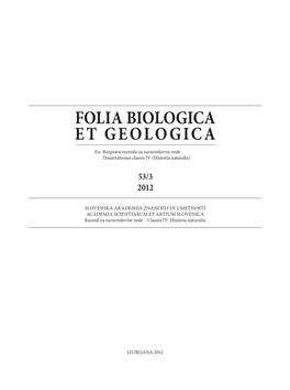 Folia Biologica Et Geologica