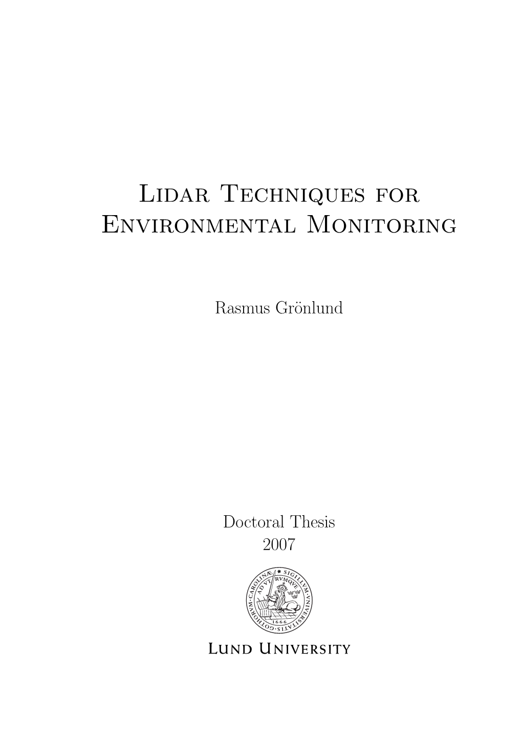 Lidar Techniques for Environmental Monitoring