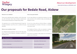 About Our Development Our Proposals for Bedale Road, Aiskew