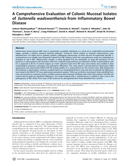 Of Sutterella Wadsworthensis from Inflammatory Bowel Disease