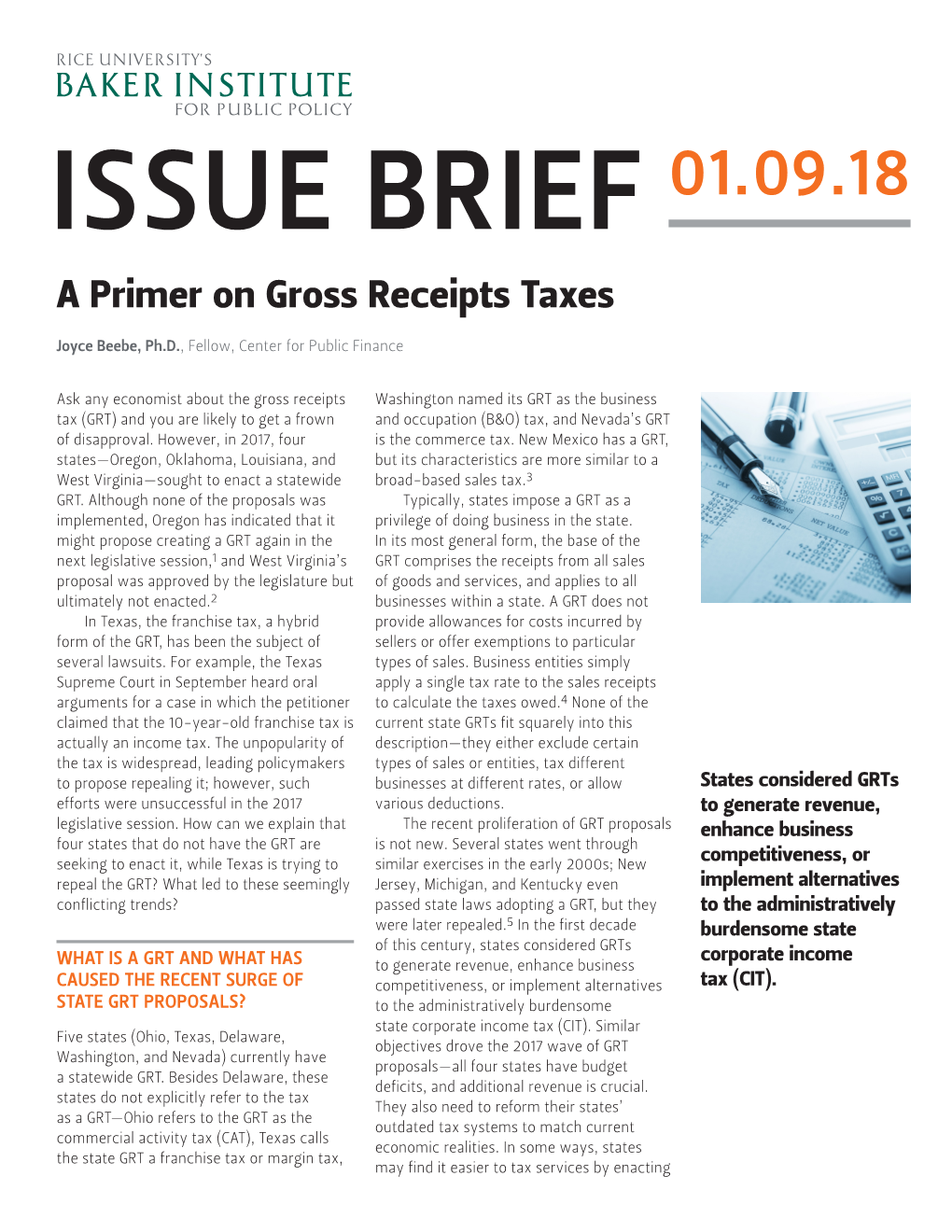 A Primer on Gross Receipts Taxes