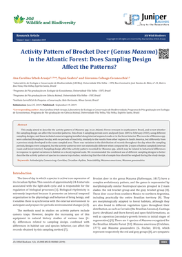 Activity Pattern of Brocket Deer (Genus Mazama) in the Atlantic Forest: Does Sampling Design Affect the Patterns?