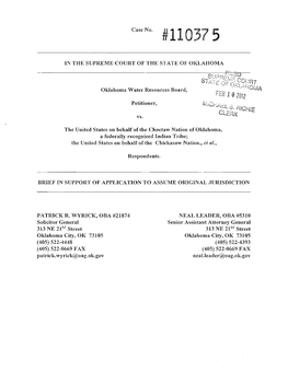 OWRB's Brief in Support of Application to Assume Original Jurisdiction