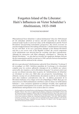 Haiti's Influences on Victor Schœlcher's Abolitionism, 1833-1848