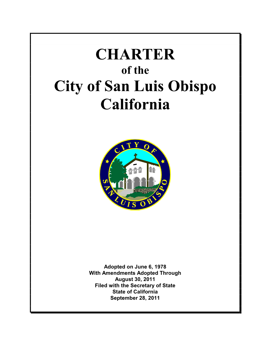 CHARTER City of San Luis Obispo California