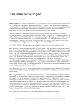 Dirk Campbell's Origins