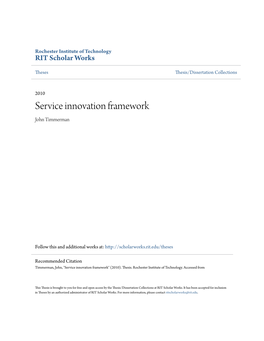 Service Innovation Framework John Timmerman